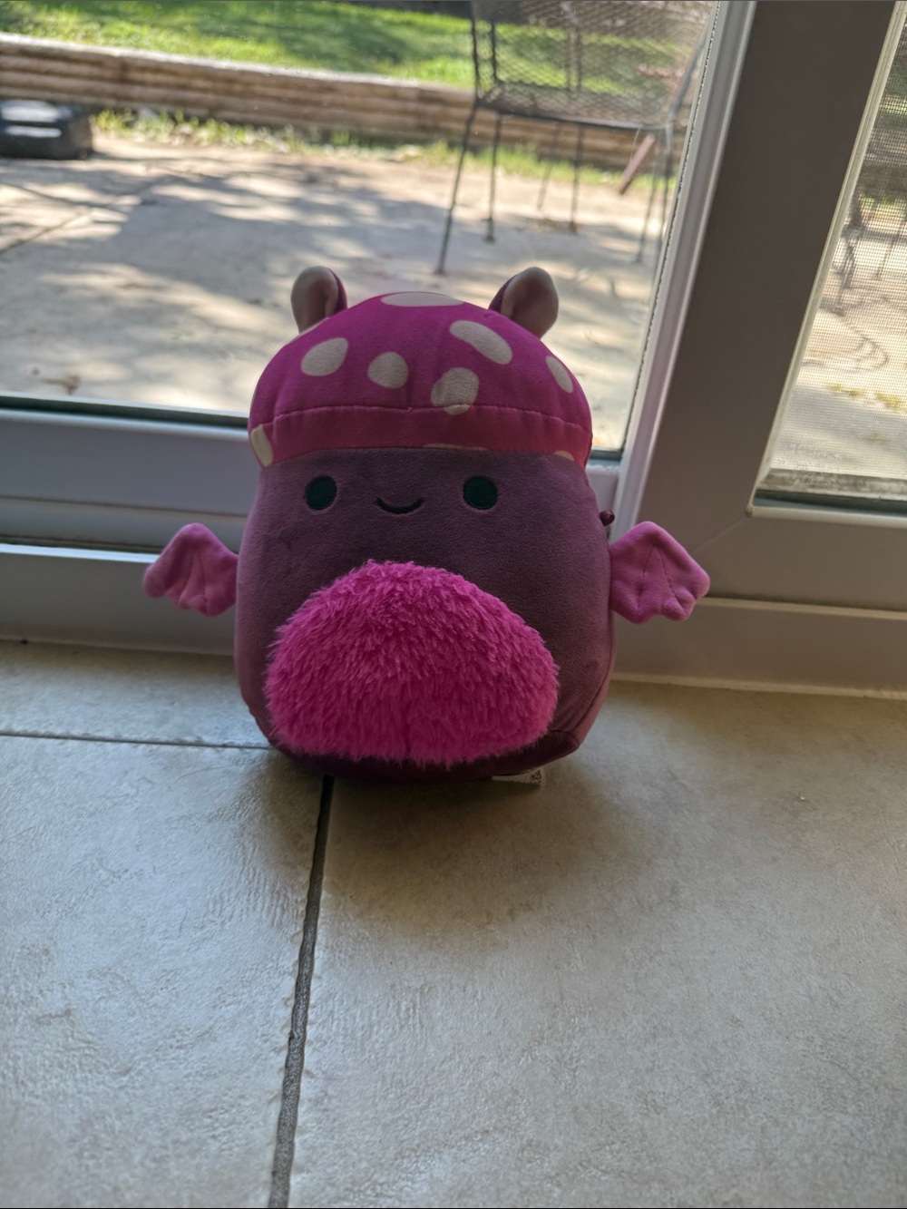Plush Mushroom Character Squishmallow Toy in Purple & Hot Pink